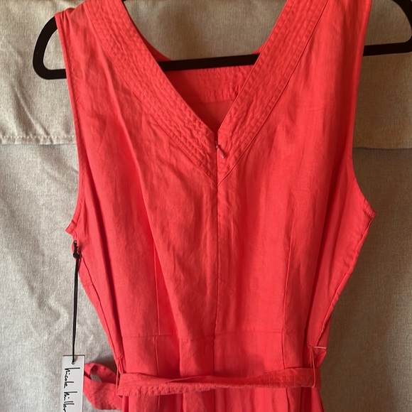 Light linen midi dress peachy summer color - Picture 5 of 5